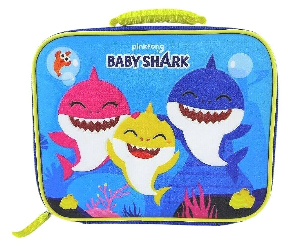 Pinkfong - Baby shark w/ mommy & daddy shark bpa-free insulated lunch tote bag box nwt