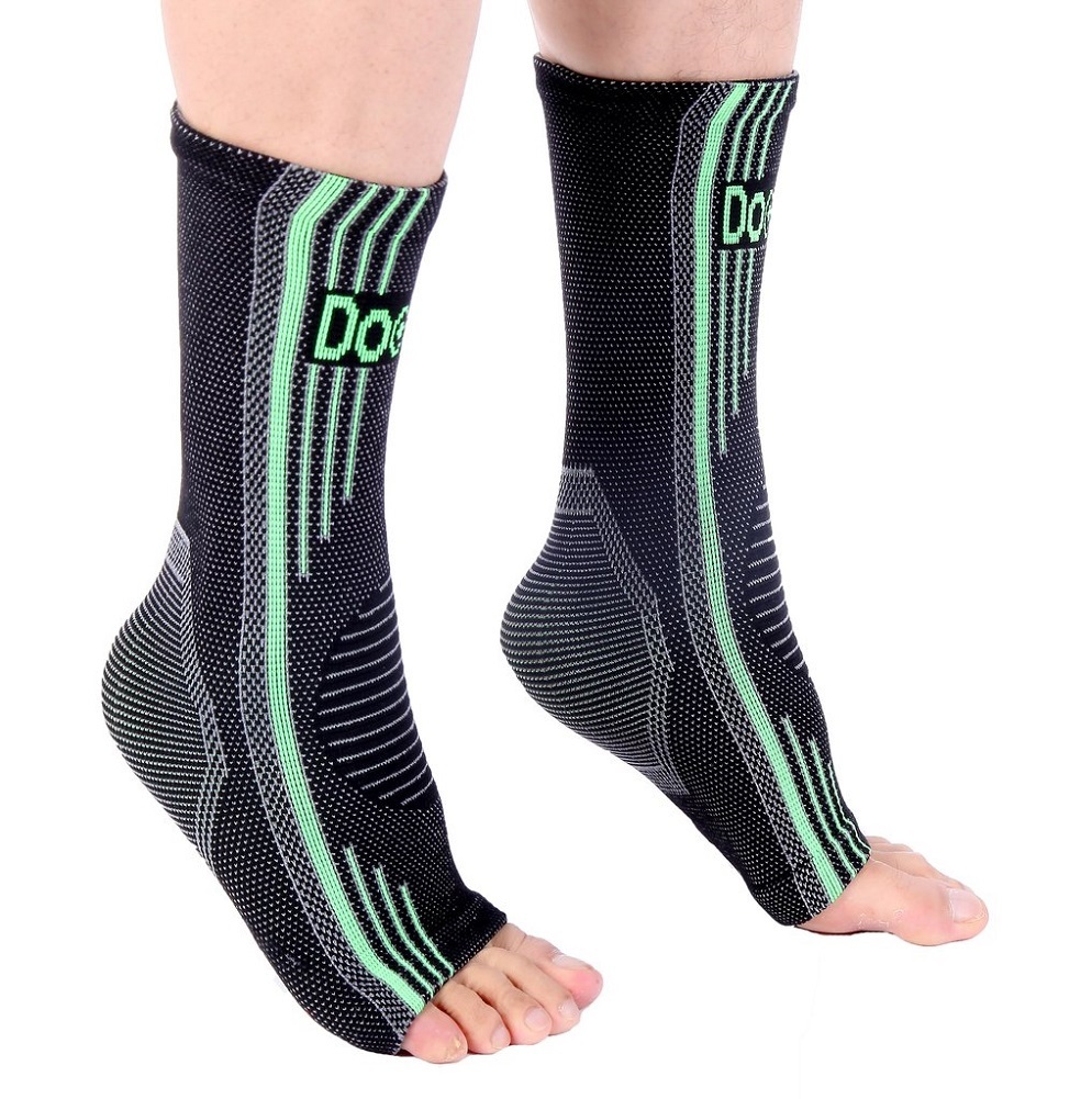 Doc Miller Ankle Brace Compression - Support Sleeve 1 Pair for Injury(Green, S)