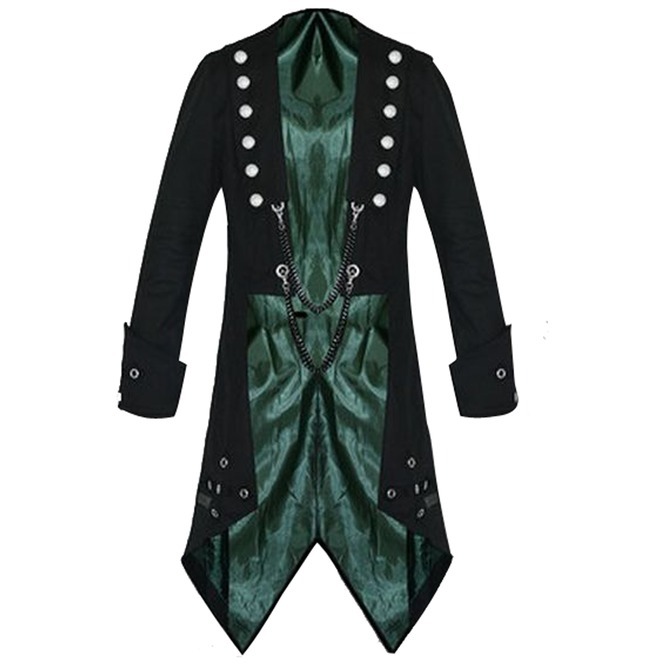 Men Vampire Tailcoat Gothic Black Jacket Steampunk Victorian Style Tailcoat