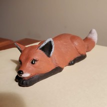 Red Fox Figurine lying down, Vintage Ceramic Hand Crafted Pottery, Animal Figure image 2