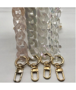 Chunky acrylic iridescent chain link strap charm, pink, translucent, sol... - $14.00