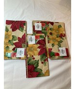 4)  CHRISTMAS  NAPKINS  POINSETTIA  12&quot;  SQUARE  MSRP $16  FREE SHIP  NEW - $10.80