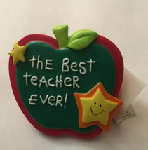 Refrigerator Magnet With Clip For Papers Apple Best Teacher 2.75”W X 2.5”H - $5.70