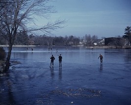 Ice skating and playing hockey on frozen pond Brockton Massachusetts Photo Print - $8.81+