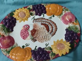 Gibson Oval Turkey Platter Thanksgiving Fall Autumn 18&quot; - $37.39