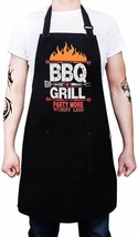 Mens Apron BBQ Grill Grilling Gifts for Men Chef Adjustable 40&quot; Ties 2 P... - £17.57 GBP