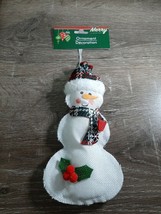 Christmas House Fabric Snowman Christmas Ornament,  New - $11.83