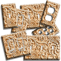 CREATIVE FLOWERS OAK WOOD CARVING LOOK LIGHT SWITCH WALL PLATE OUTLET RO... - $10.00+
