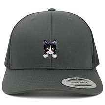Trendy Apparel Shop Tuxedo Cat Kitten Patch 6 Panel Trucker Mesh Cap - C... - $19.99
