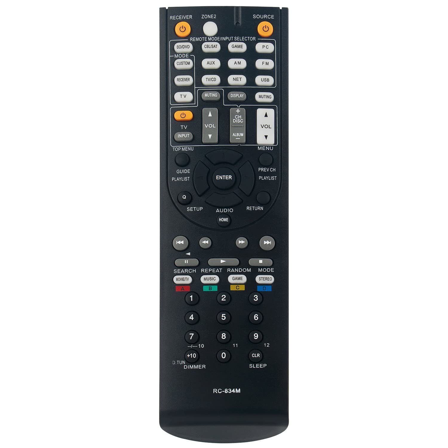 RC-834M Replacement Remote Control Applicable for Onkyo AV Receiver TX-NR414 HT-
