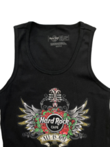 NWT Hard Rock Cafe Edinburgh Black Ribbed Tank Top Women L HRC All is One Roses image 3