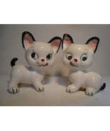 Vintage, Japan white porcelain hand painted puppy shape salt &amp; pepper sh... - $8.00