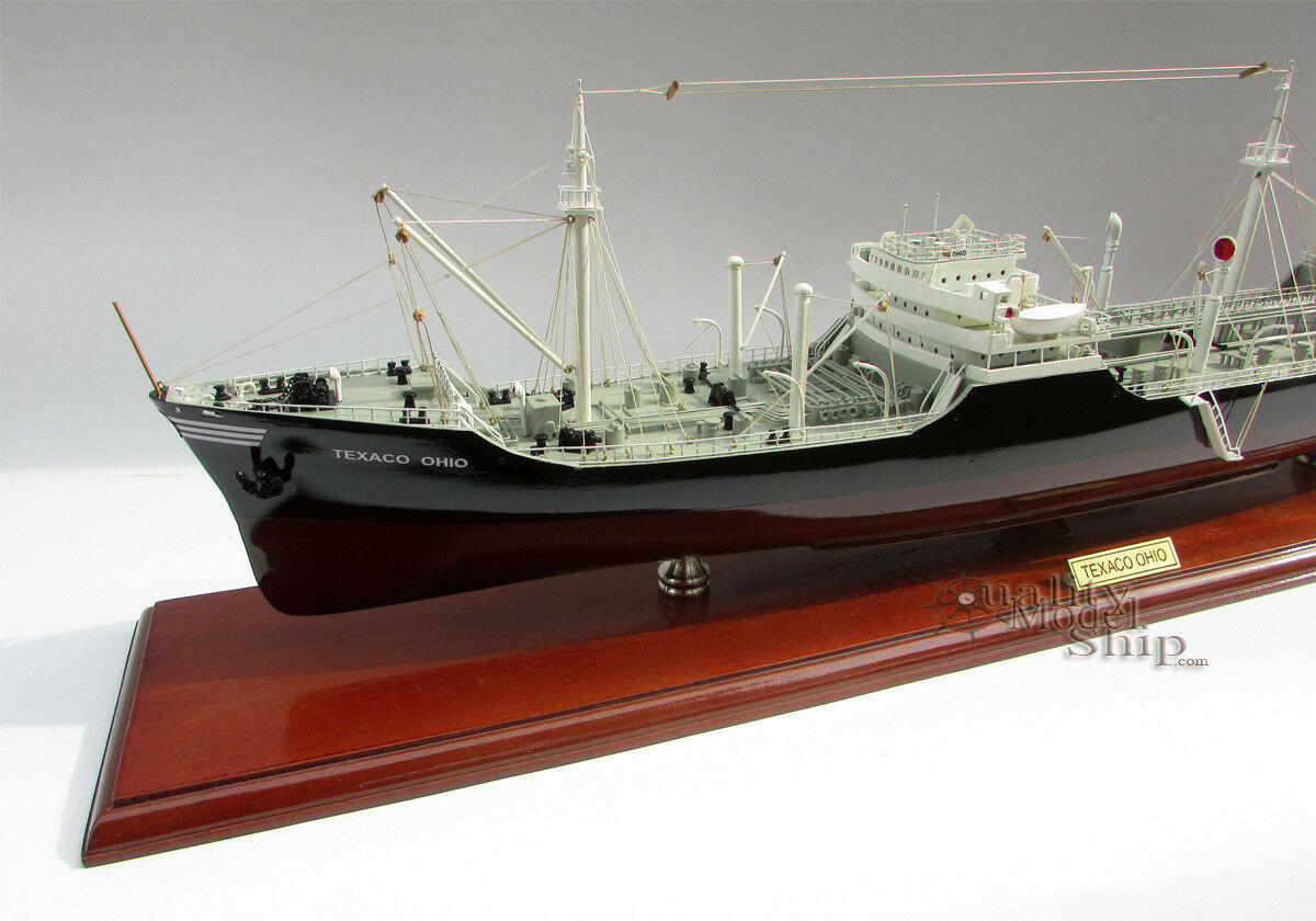 Texaco Ohio Oil Tanker 34" Handmade Wooden Oil Tanker Ship Model NEW