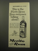 1955 Merito Rum Ad - This is the Puerto Rican rum everyone&#39;s talking about - $14.99
