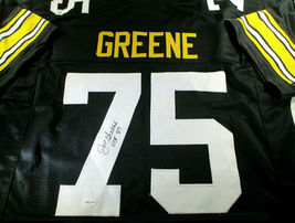 "M EAN" Joe Greene / Autographed Pittsburgh Steelers Black Custom Jersey / Tse - $168.25