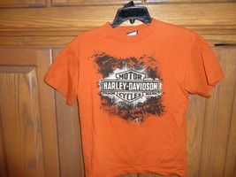 Burnt Orange Harley Davidson Eat My Dirt Cotton T-shirt Youth L Nice Rare - $18.31
