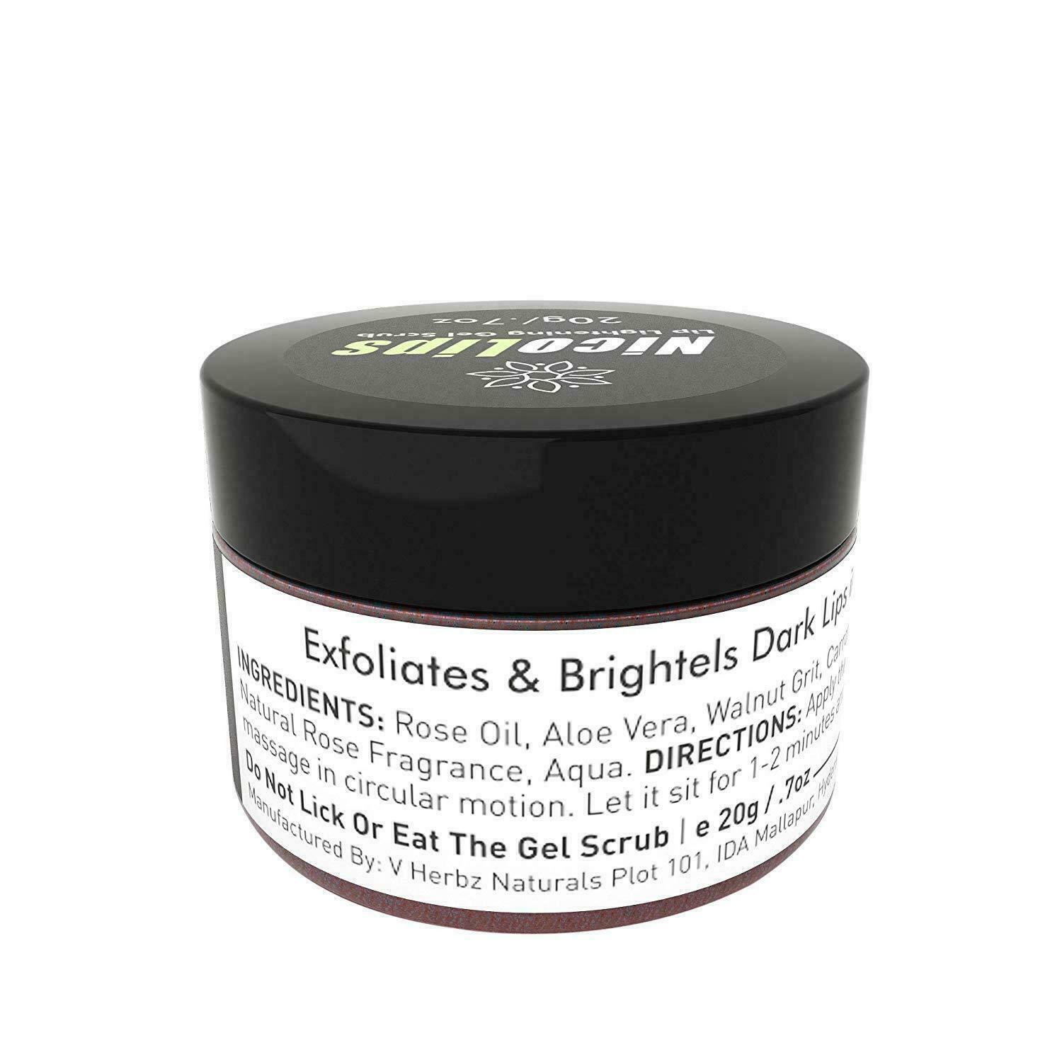 NicoLips Lip Scrub Gel Cream Balm for Lightening & Brightening Dark