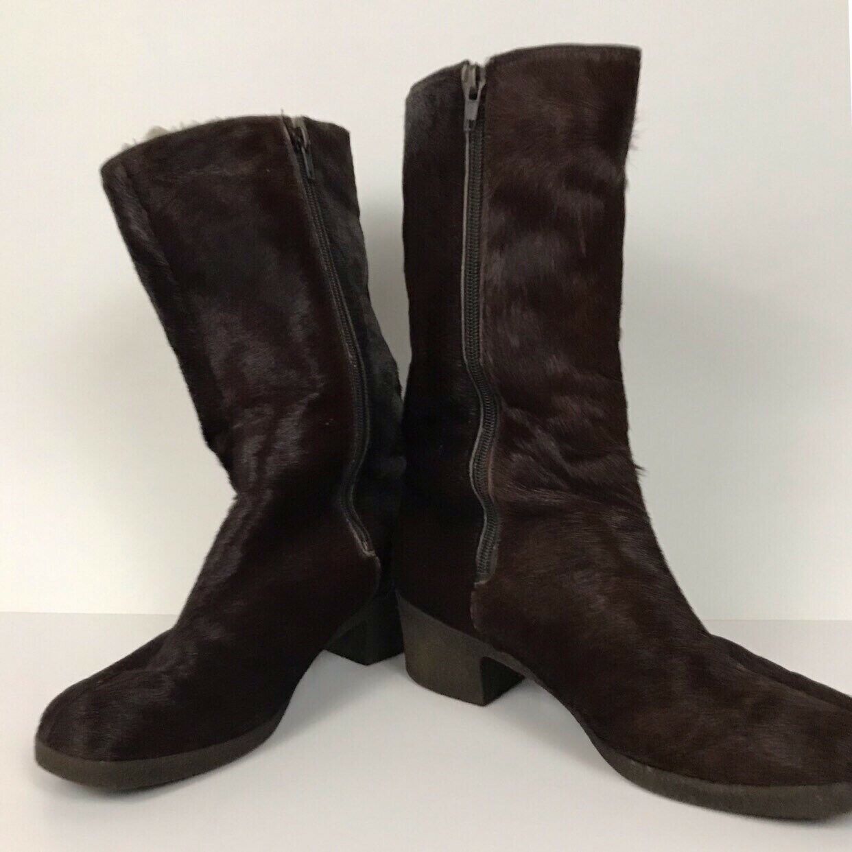 1980s Fur Boots / NOS Brown Beaver Zip Up Calf Boots Germany / Women’s ...