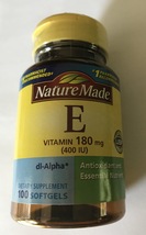 Nature Made Vitamin E, 400IU, 100 Softgel Supplements, Healthy Heart, Hair - $7.99