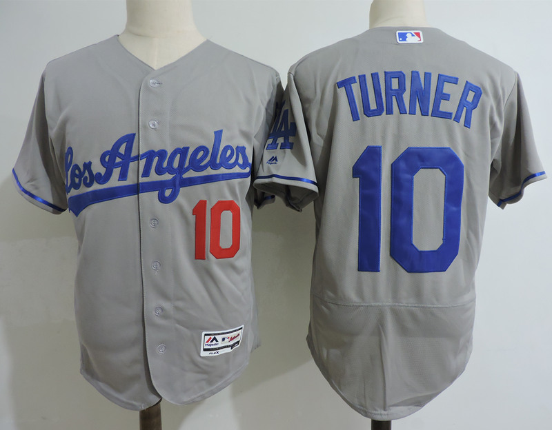 Los Angeles Dodgers 10 Justin Turner Gray Road Flexbase Men Jersey Stitched BaseballMLB