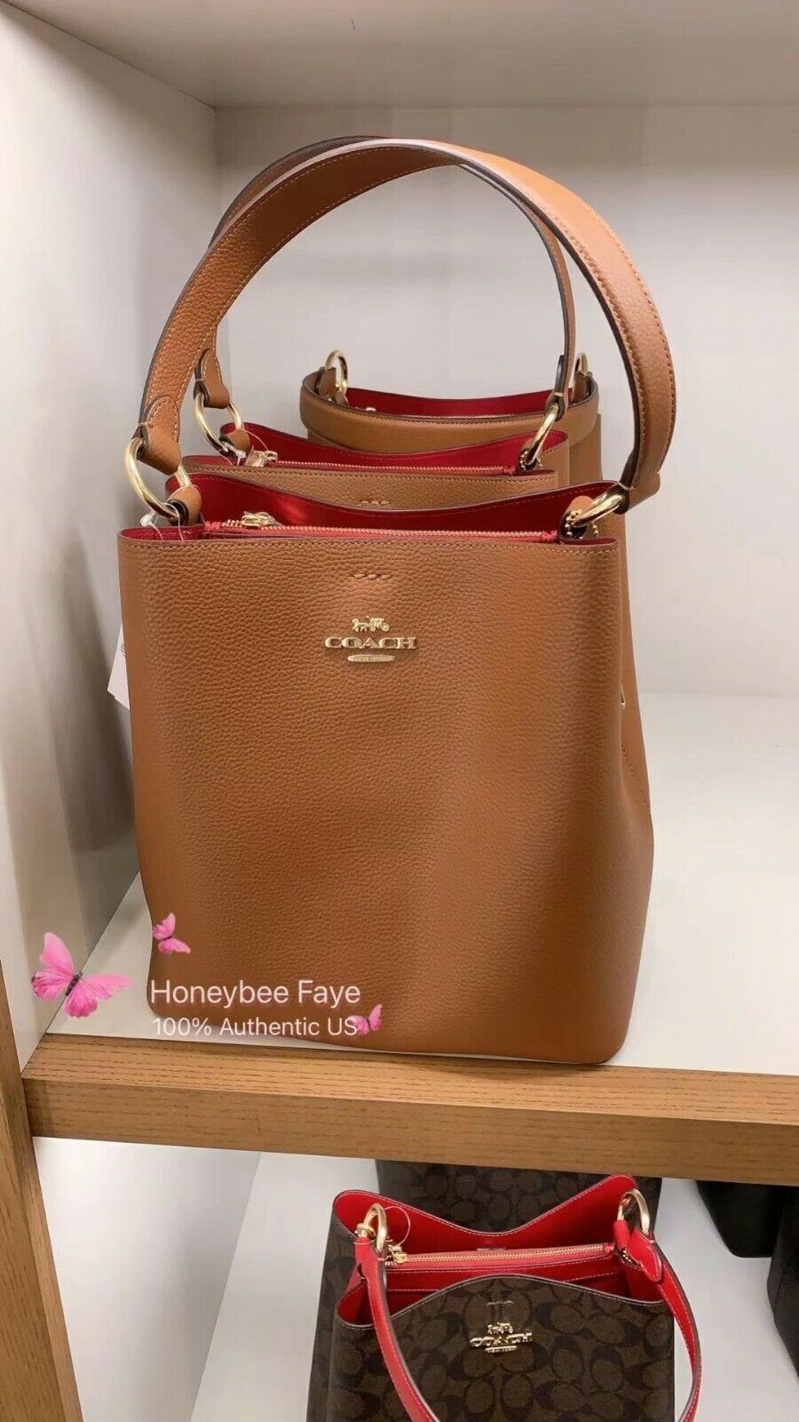 coach town bucket bag redwood