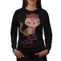 Frida Kahlo Cat Jumper Funny Women Sweatshirt - $18.99