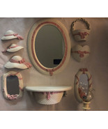 Lot Vintage Burwood mirror and wall pockets Girl Decor Room Pink - $93.49