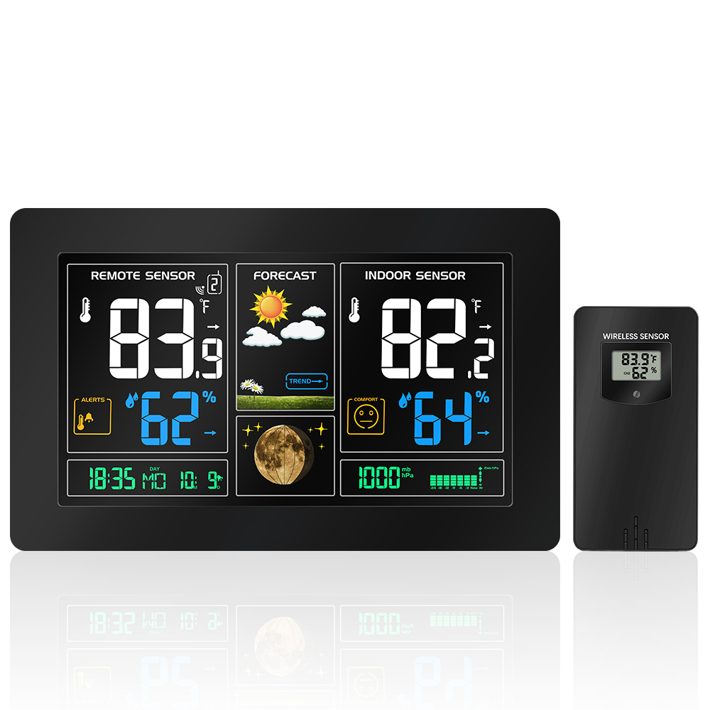 Smart Digital Wireless LCD Color Weather Station Barometer Thermometer ...