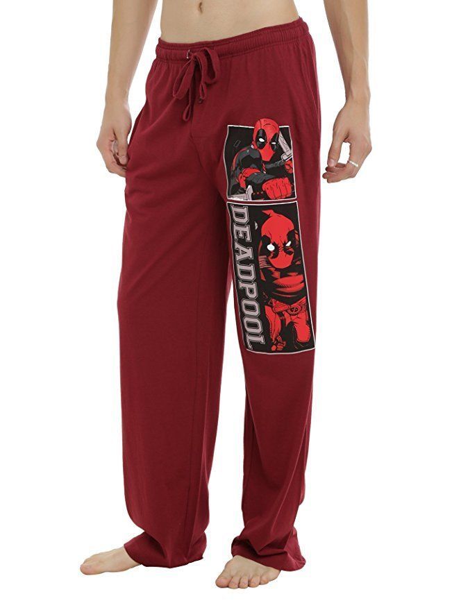 Deadpool Marvel Sleep Lounge Pants Burgundy Red Mens Guys Pajama