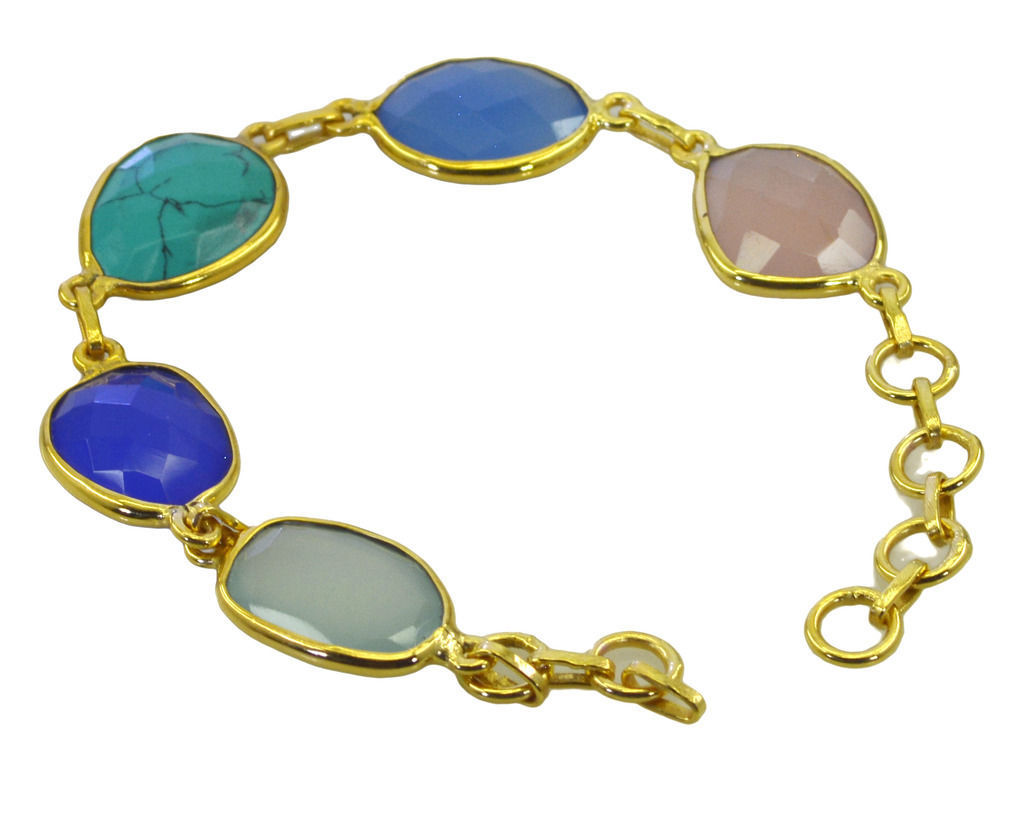 Fashion Gold Plated Multi Gemstone Bracelets Women Jewelry FFU16JJB42 ...