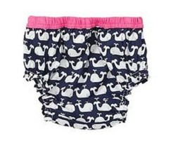 Pottery Barn Kids Baby Whale Pink Navy Blue Diaper Cover Nantucket 3-6 N... - $5.93