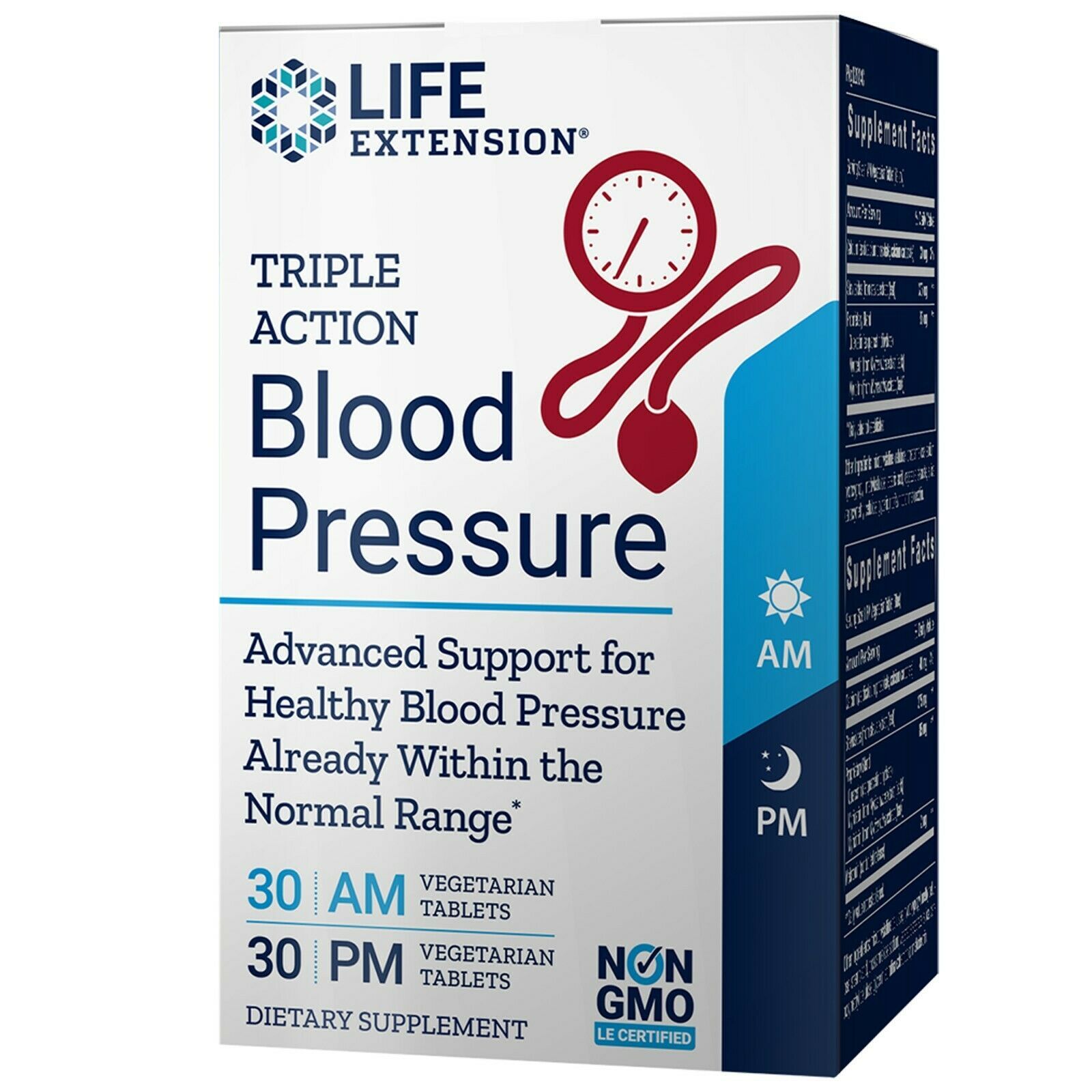 Life Extension Triple Action Blood Pressure AM / PM 60 VTabs Quercetin/Myracetin