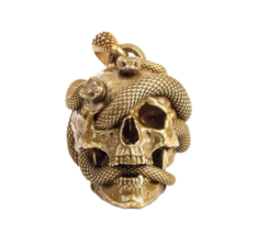 Brass Skull Charm - Gothic Jewelry Skull - With Chain image 1