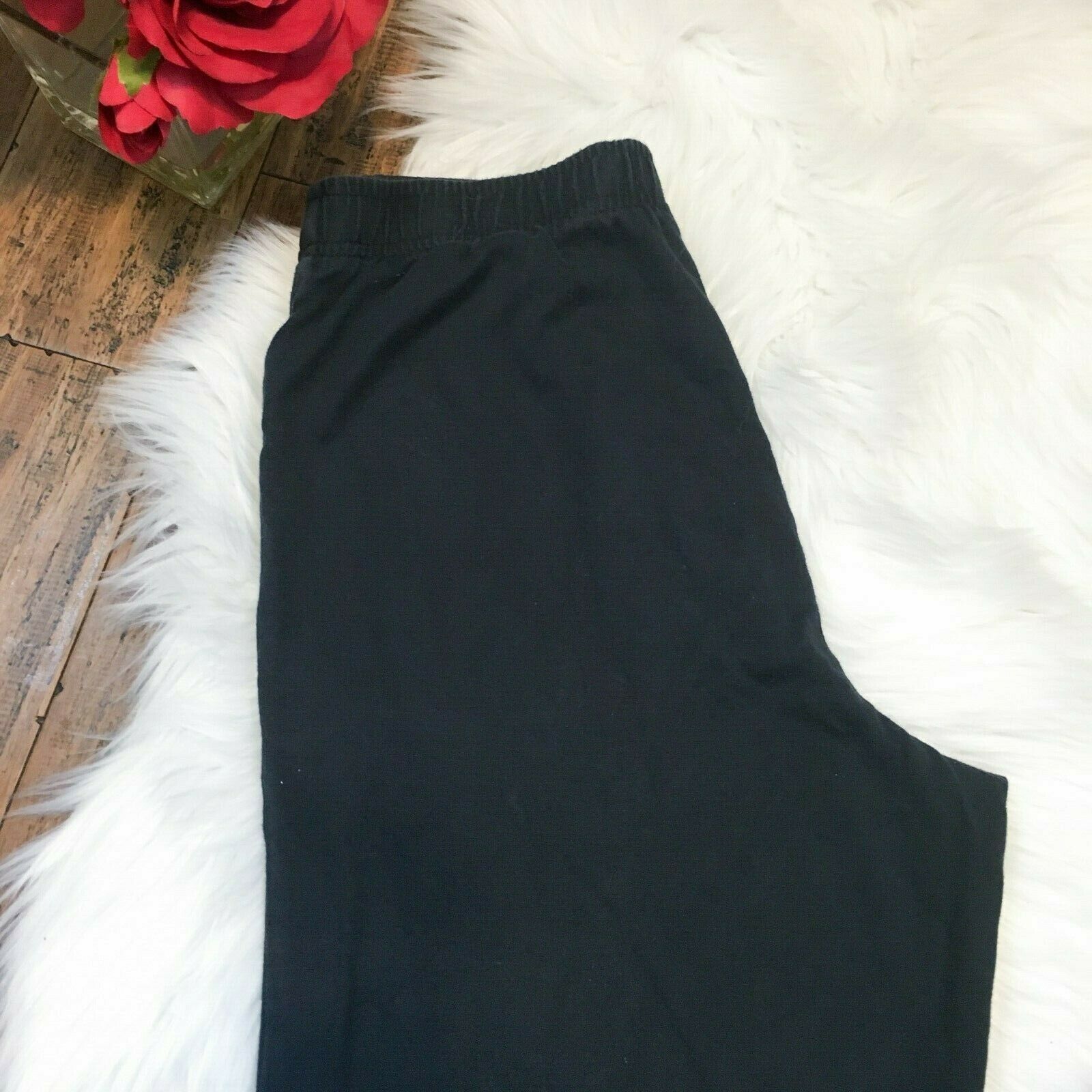 Lands End Men's Black Elastic Waist Drawstring Lounge Pants Size Medium