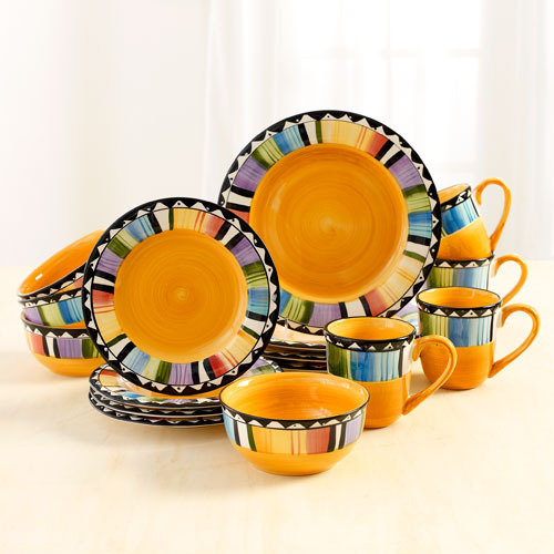 GIBSON FIESTA DANGOFAN 16 PIECE DINNERWARE SET PLATES SERVICE FOR 4