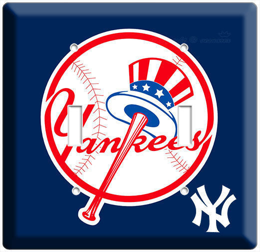 BASEBALL MLB NEW YORK YANKEES DOUBLE LIGHT SWITCH PLATE GAME TV ROOM DECORATION