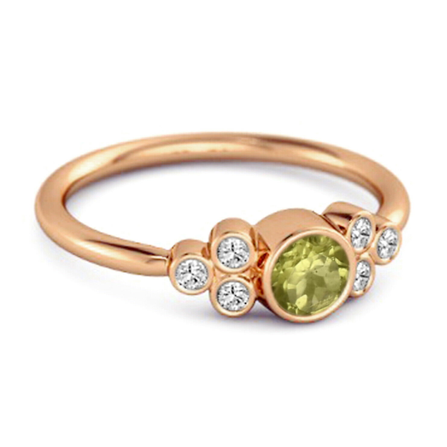 0.25 Cts Green Peridot Gemstone 9K Rose Gold Boho Ring