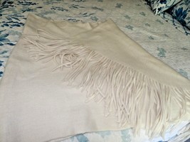 NEW Womens ANTHROPOLOGIE Cream White BLANKET SCARF SHAWL Soft Cozy Tassels - $29.65
