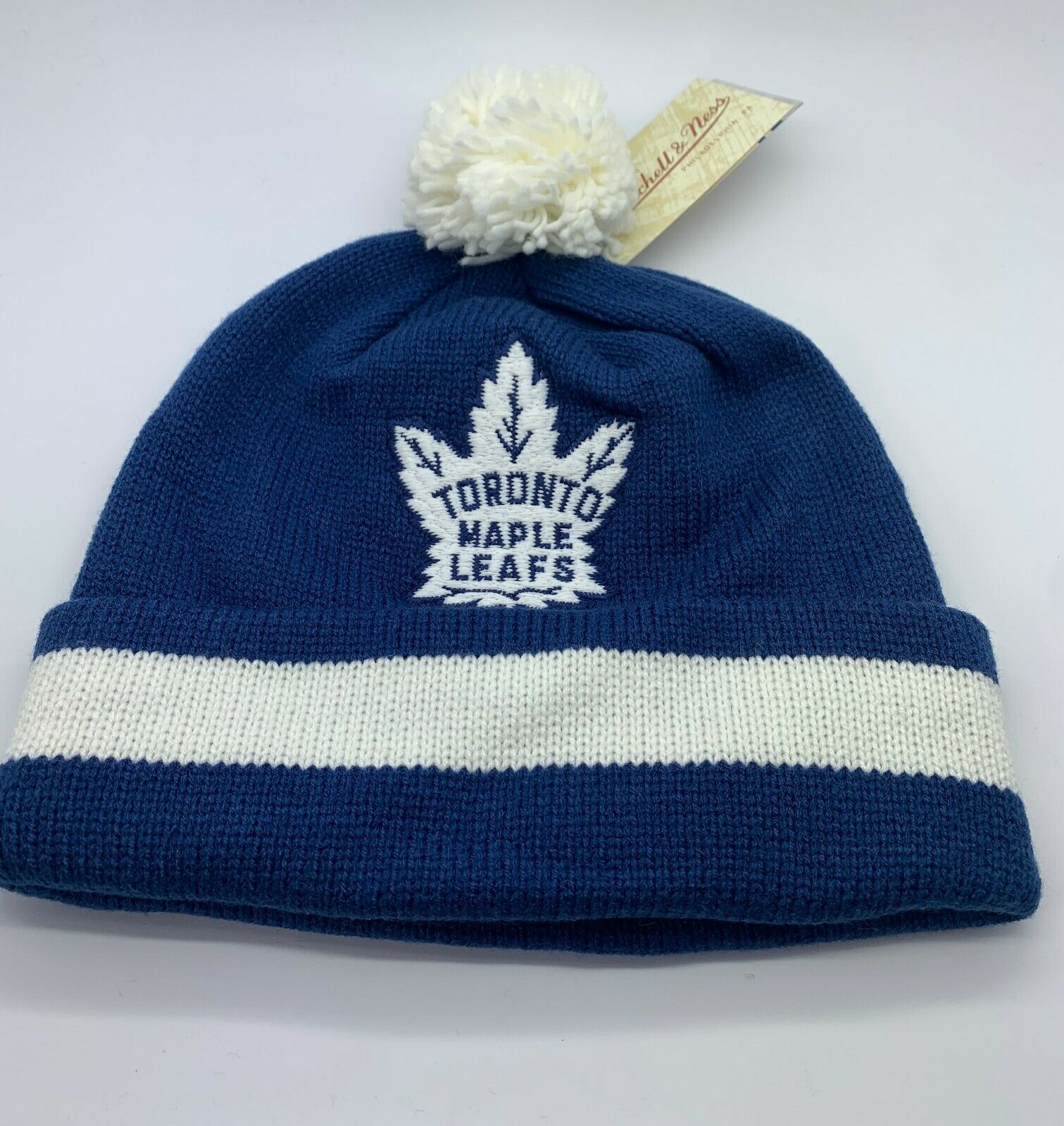 Mitchell & Ness Toronto Maple Leafs BEANIE The Cuffed Pom Knit Retro Hats