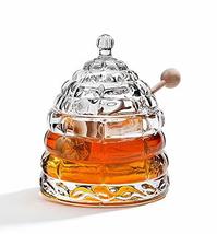 Studio Silversmiths Crystal Honey Jar, Beehive Honey Dish with Dipper - $28.71