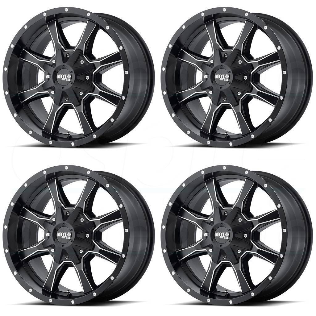 16x8 Moto Metal MO970 6x120/6x5.5 0 Black Milled Wheels Rims Set(4
