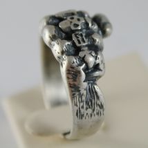 925 BURNISHED SILVER BAND FIST HAND RING WITH RINGS SKULL FINGERS MADE IN ITALY image 3