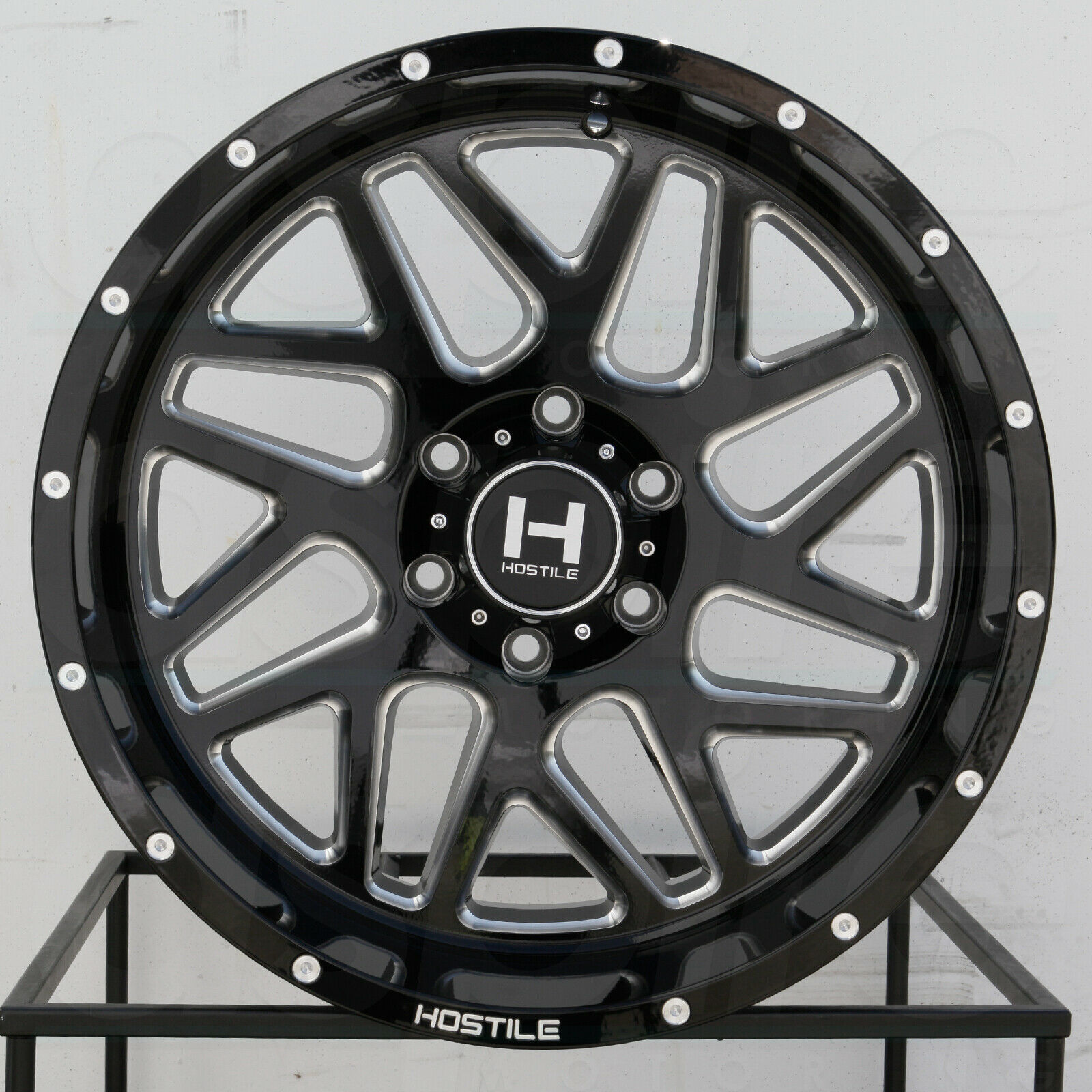 One 20x10 Hostile H108 Sprocket 5x5/5x127 19 Black Milled Wheels New