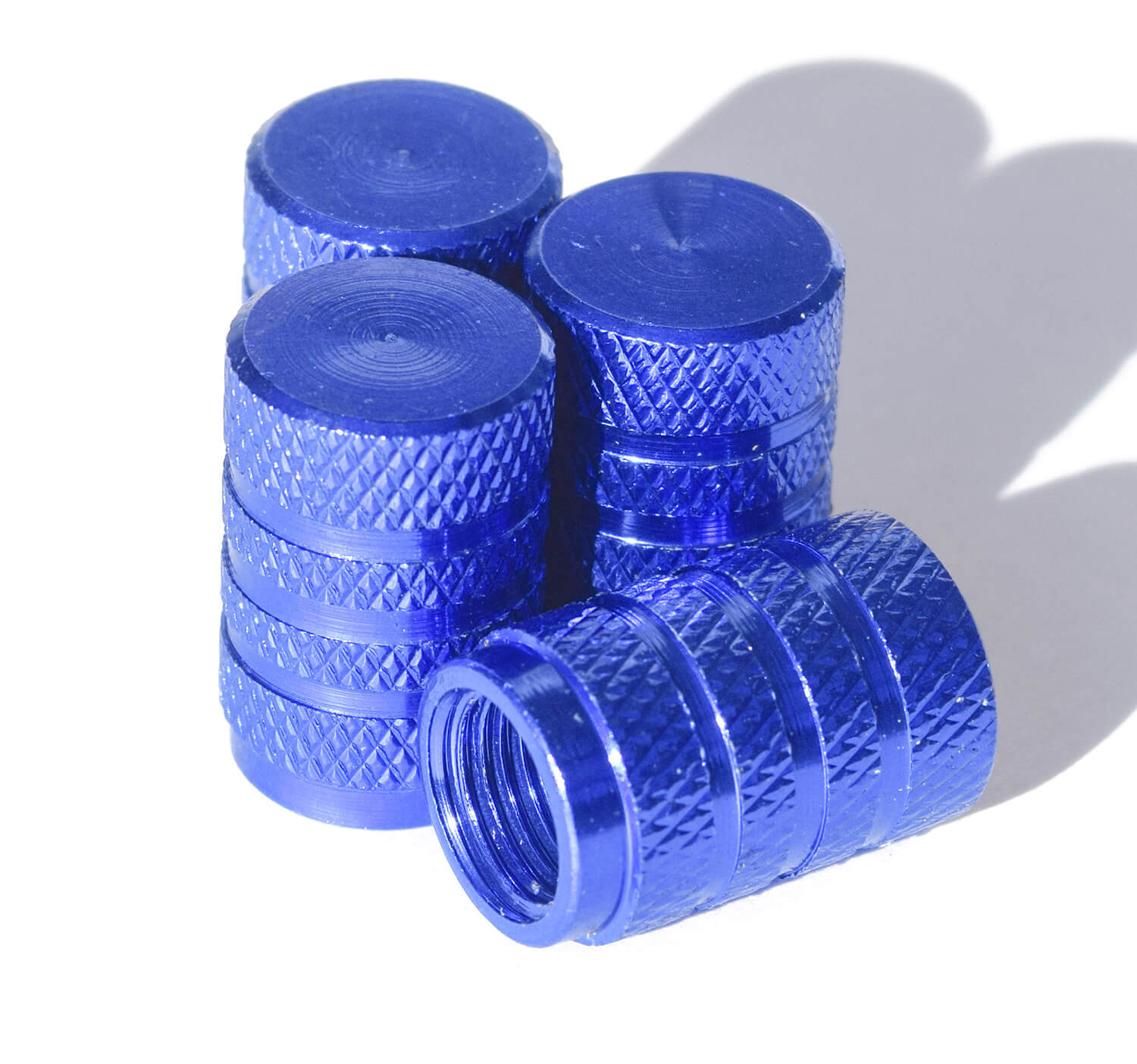 Blue Tire Valve Stem Caps for Auto or Bike Barrel Style Universal