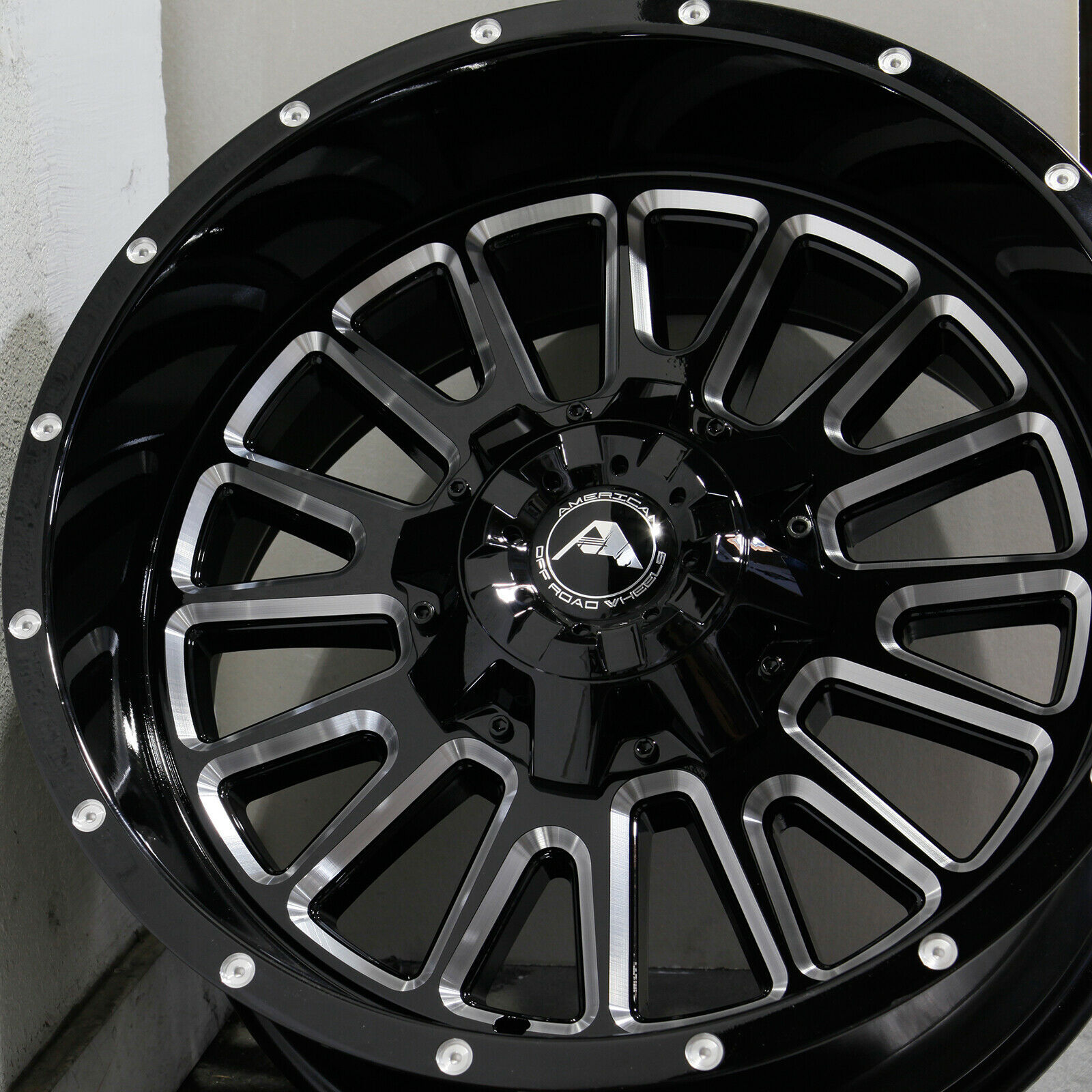 20x10 American Off-Road A105 5x114.3 -24 Black Milled Wheels Rims Set(4 ...