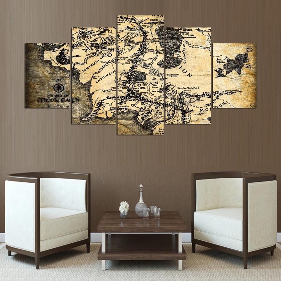 Framed 5 Piece Middle Earth Map Rustic Lotr And 29 Similar Items Five Piece Large Framed Middle Earth Map Rustic Lotr Canvas Print Wall Art Home