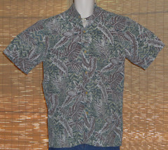 Island Traditions Hawaiian Shirt Green Brown Size Floral Leaves Size Medium - $18.99