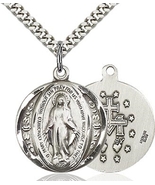 Miraculous Pewter Pendant on a 18 inch Light Rhodium Light Curb Chain - $29.99
