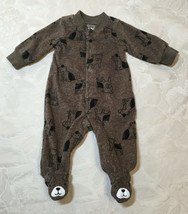 Child Of Mine Newborn Baby Boy Brown Fleece Footed Puppy Dog Pajamas Sleeper   - $7.70