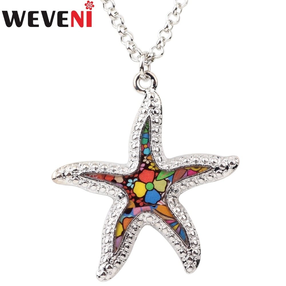 Original Metal Starfish Necklace Pendants Choker Chain Collar Ocean Animal Jewel